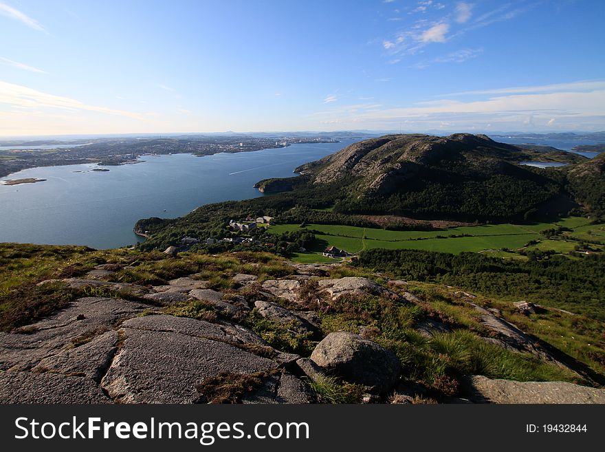 Panoramic view over Rogaland region,Norway, in a sunny spring day. Panoramic view over Rogaland region,Norway, in a sunny spring day.