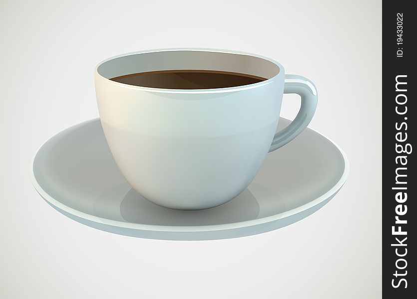 White Coffee cup. Realistic Illustration