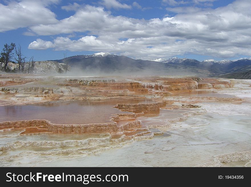 Mammoth Springs in Yellowstone during the month of June