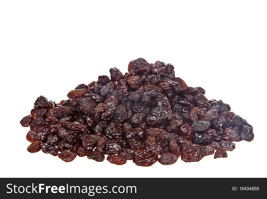 Sweet Dried Raisins in a white background