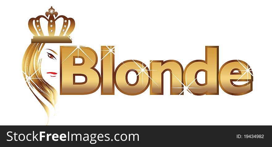 Blonde word with girl face and crown