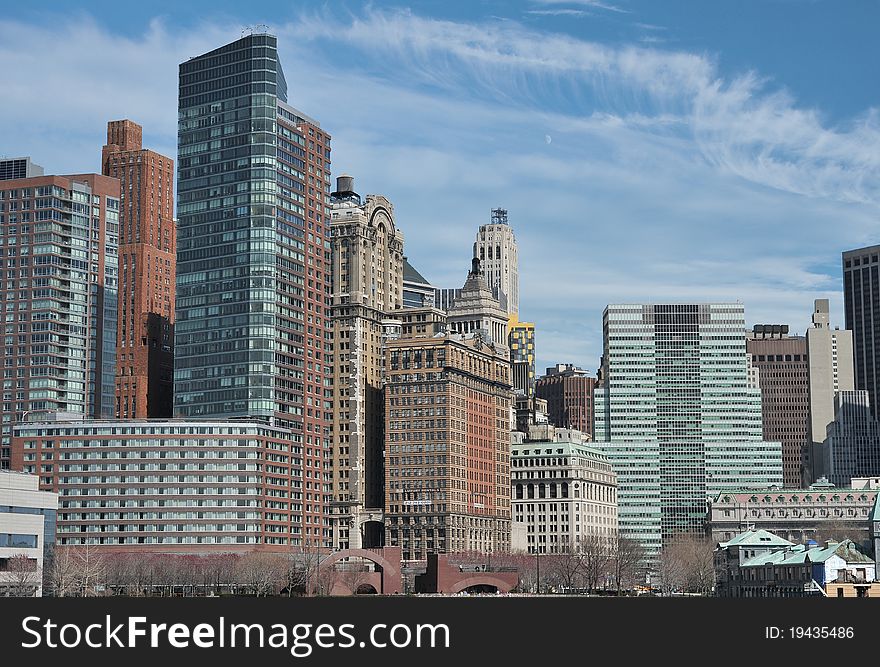 A shot of buildings in new york city. A shot of buildings in new york city