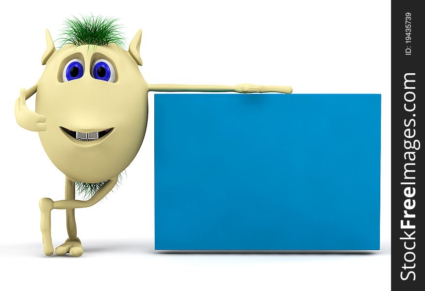 3d character  puppet with blank billboard