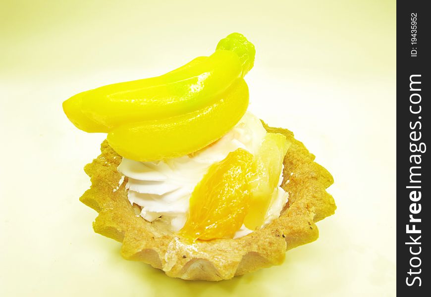 Fancy cake with marmalade banana fruit. Fancy cake with marmalade banana fruit