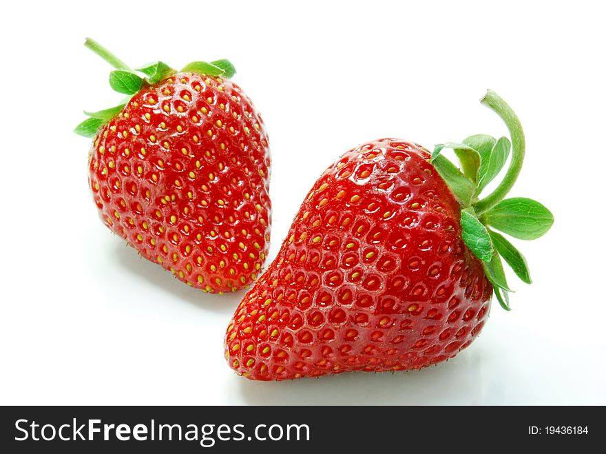 Isolated fruits. Strawberries on white background.