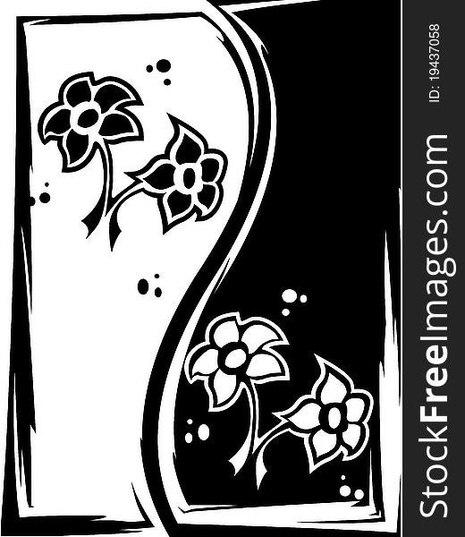 Yin-Yang illustration with flowers. Yin-Yang illustration with flowers