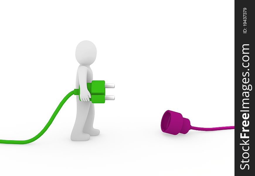 3d human man plug green purple