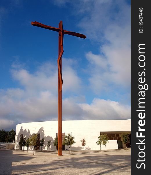 Modern cross on the Sanctuary of Fatima