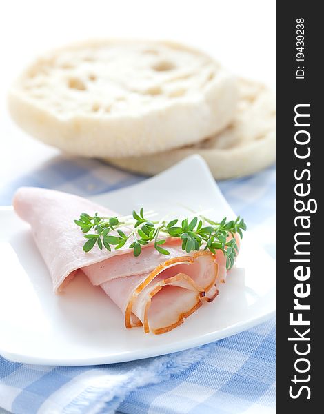 Fresh ham with crackling isolated on white background