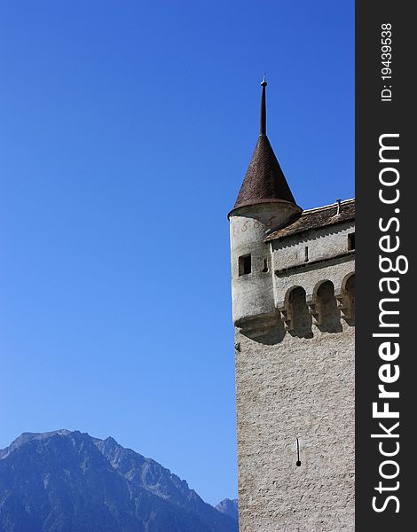 Chateau De Chillon by the lake at Montreux, Switzerland. Chateau De Chillon by the lake at Montreux, Switzerland