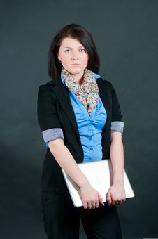 The Businesswoman Works At The Computer Stock Photos The Businesswoman Works At The Computer Stock Photos