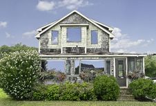 Beach House With Flower Boxes Stock Photography