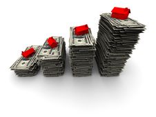 House Sitting On Stack Of Hundred Dollar Bills Stock Photography House Sitting On Stack Of Hundred Dollar Bills Stock Photography