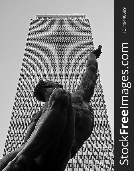 Boston's Prudential building and the statue in fornt. Boston's Prudential building and the statue in fornt