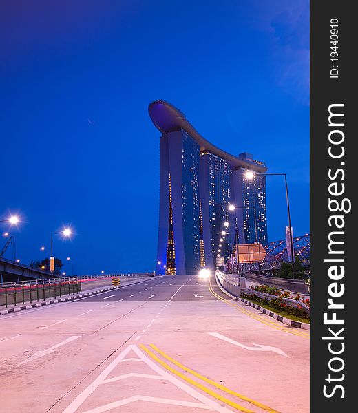 The landmark of singapore city at night