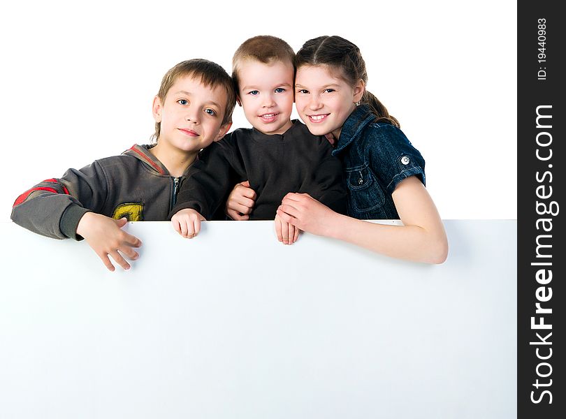 Two smily kids isolated over white background