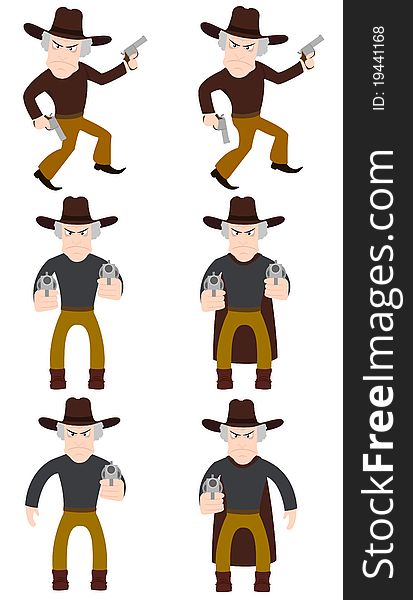 Set Of Cowboys. Vector Illustration