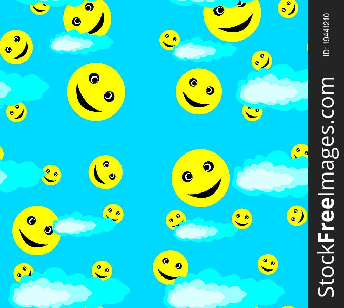 Seamless structure with cheerful smiles and clouds. Seamless structure with cheerful smiles and clouds