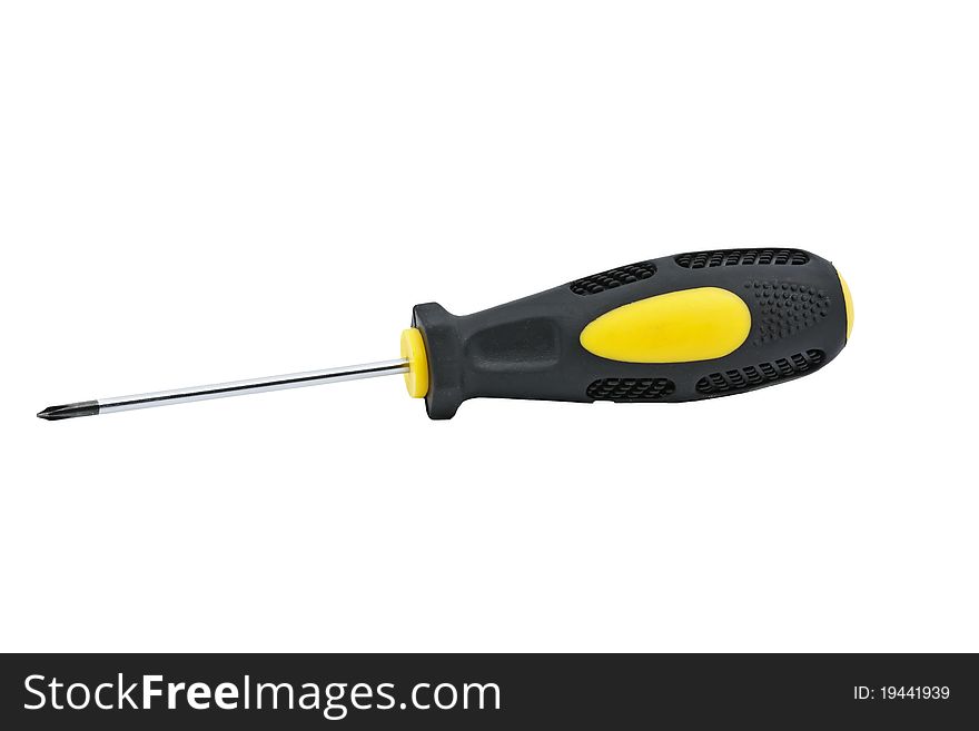 Yellow and Black Screwdriver isolated on white background