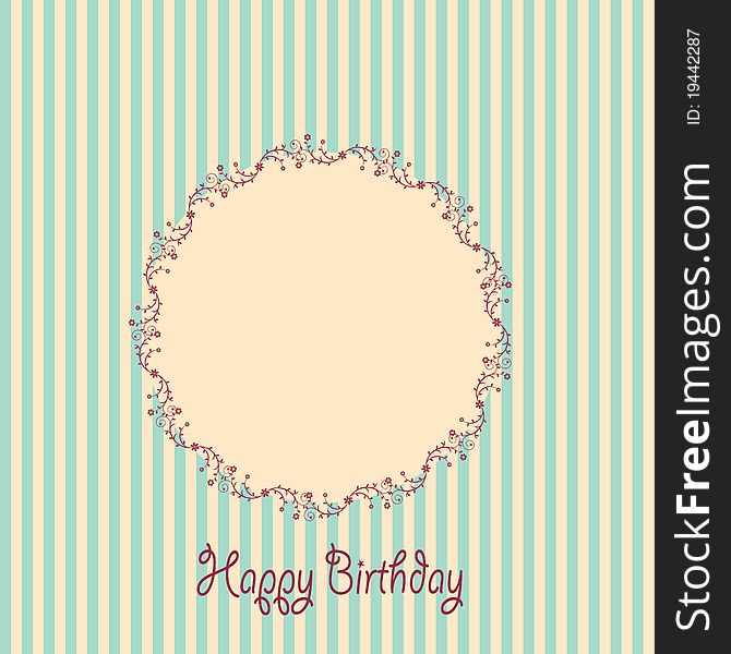 Birthday card with green and beige striped background, with area for text. Birthday card with green and beige striped background, with area for text.