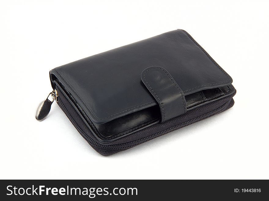 Black purse isolated on white