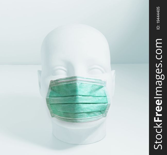 Surgical masks in the face. Surgical masks in the face.