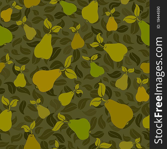 Pear fruit leaf seamless  pattern background. Pear fruit leaf seamless  pattern background