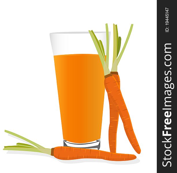 Carrot and a glass of carrot juice