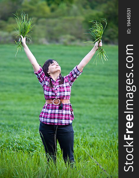 Girl In Green Field