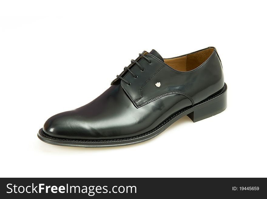 Isolated black leather men shoes