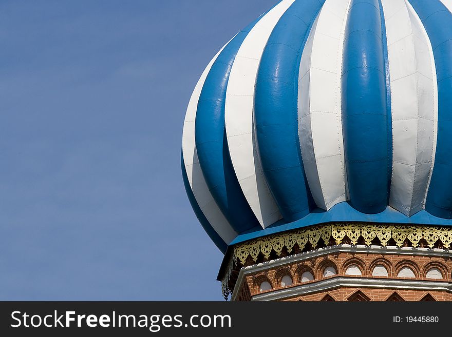 Detail from amazing St. Basils, blue white dome. Detail from amazing St. Basils, blue white dome