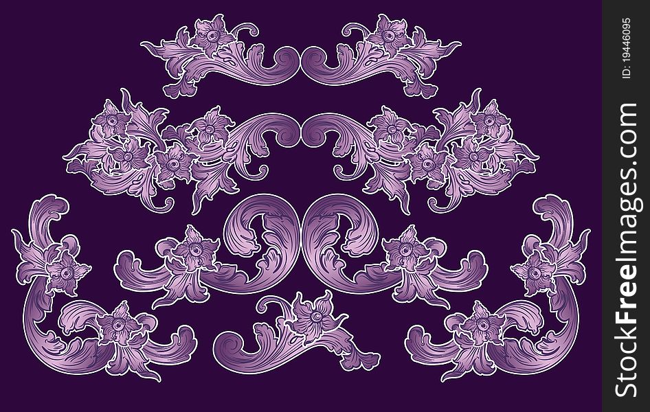 Purple floral elements of the Renaissance