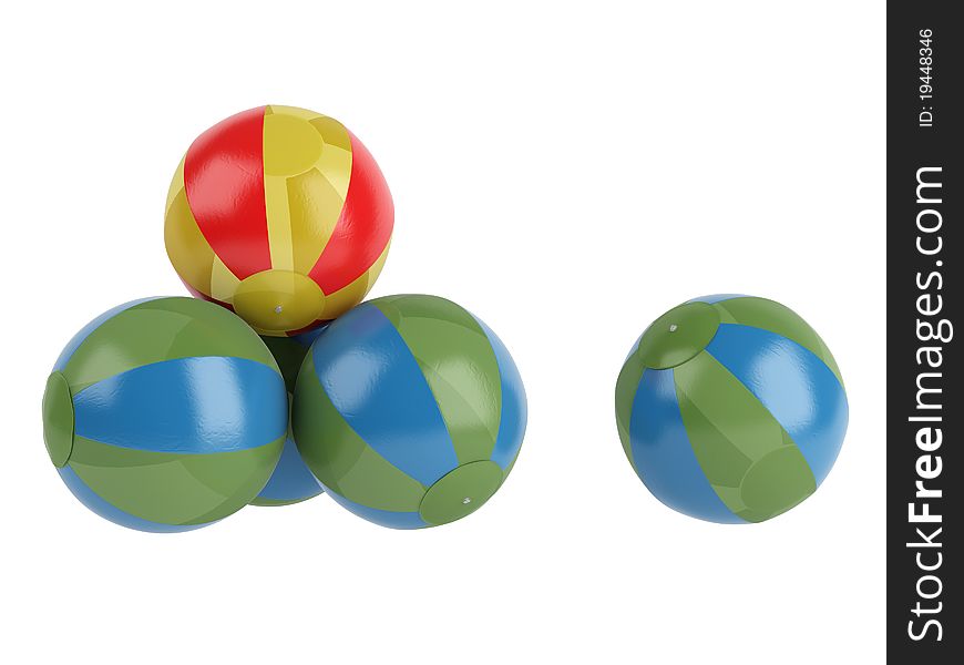Rendered 3d isolated beach balls on white background