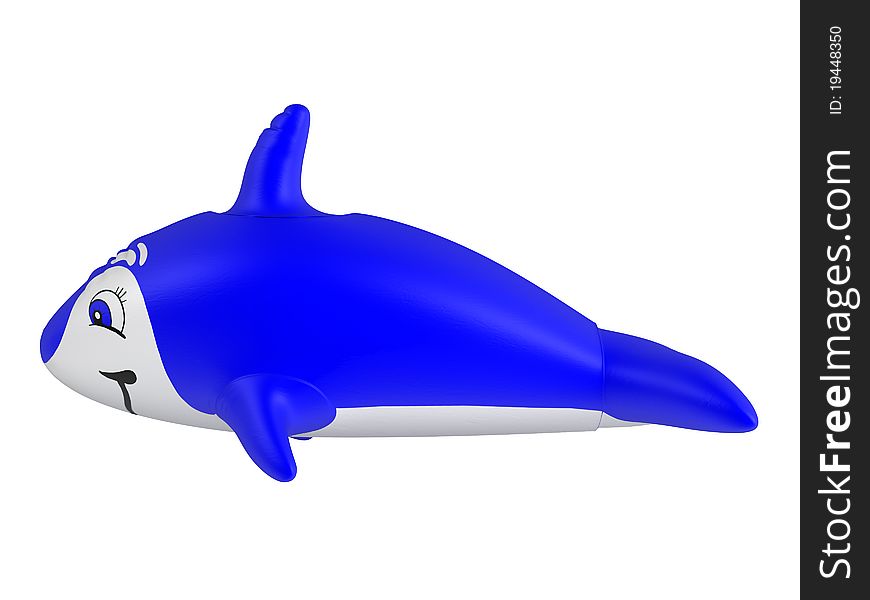 Rendered 3d isolated inflatable dolphin on white background