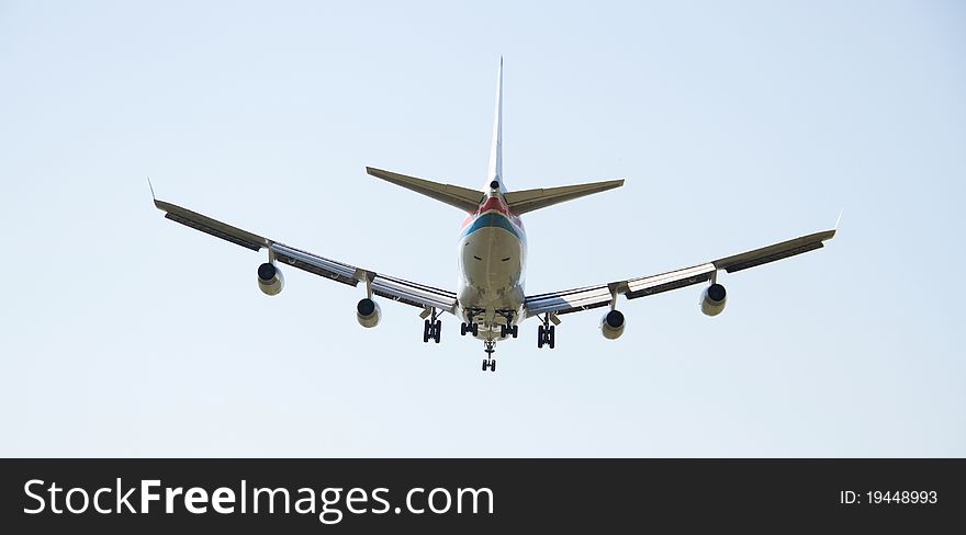 Aircraft approaching on the sky and landing. Aircraft approaching on the sky and landing