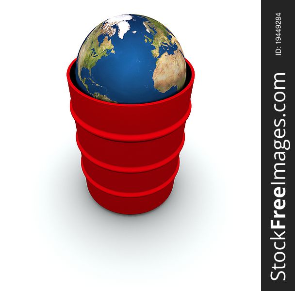 Earth in a Red Trash Can