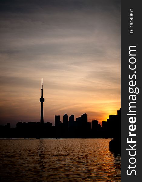 The Toronto skyline at sunset. The Toronto skyline at sunset.