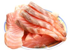 Pieces Of Salted Salmon On Plate Stock Photo Pieces Of Salted Salmon On Plate Stock Photo