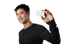 Man With Business Card Royalty Free Stock Images