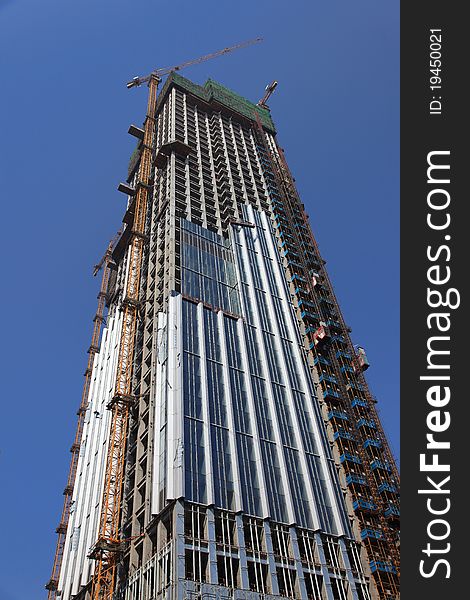 Construction site of a morden building with cranes