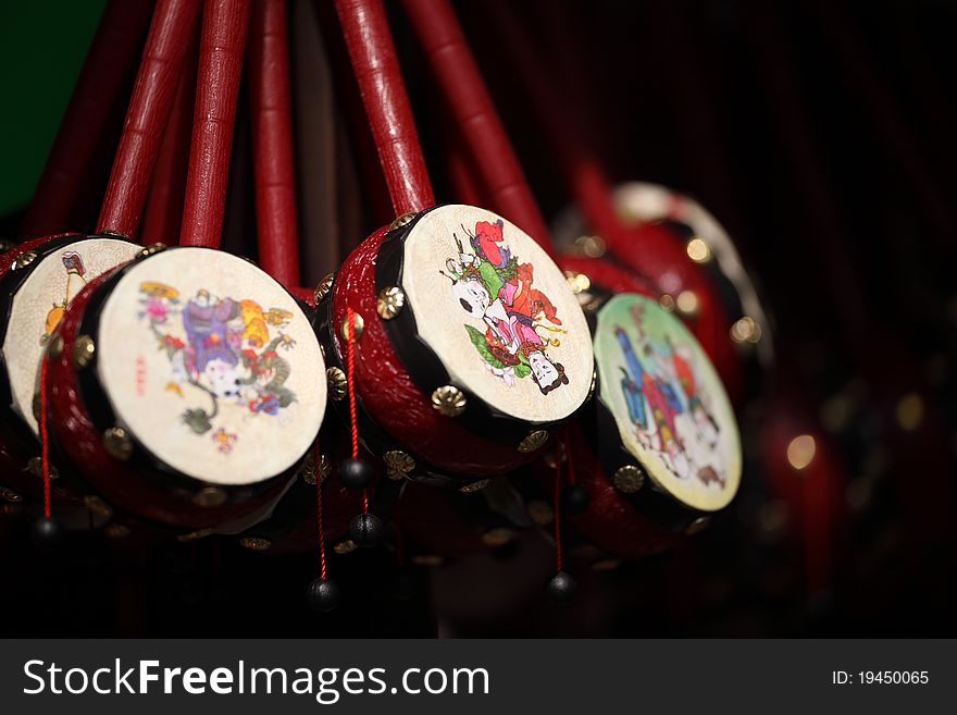 Closeup view of Chinese drums