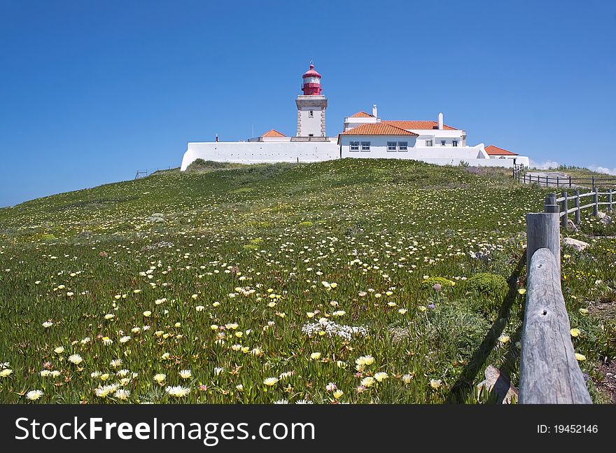 Roca cape lighthouse in Portugal, West most point of Europe ( Cabo da Roca)