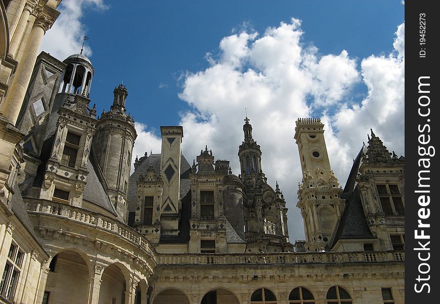 View of the facade of the Castle of Chambord, France