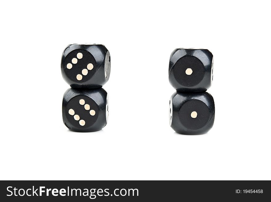 Black dice isolated on a white background