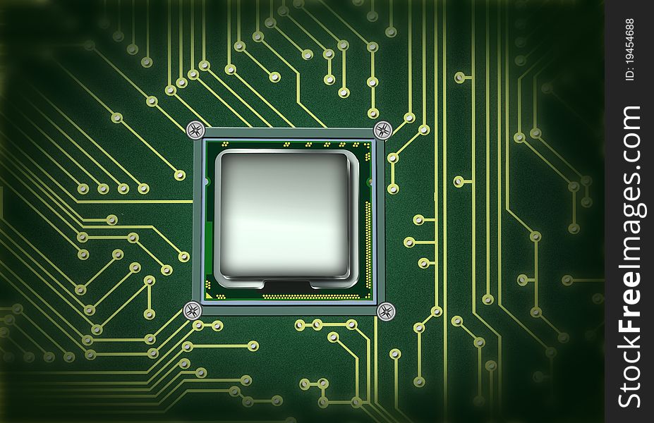 Abstract microchip with motherboard circuit