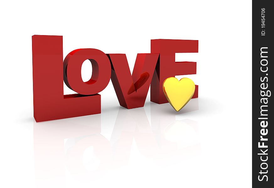 Red 3d love isolated text composition. Red 3d love isolated text composition.