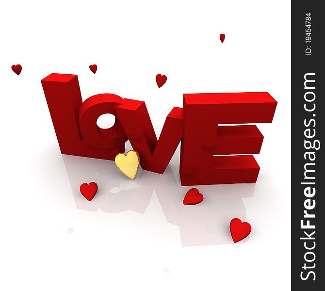 3d love isolated text composition. 3d love isolated text composition.