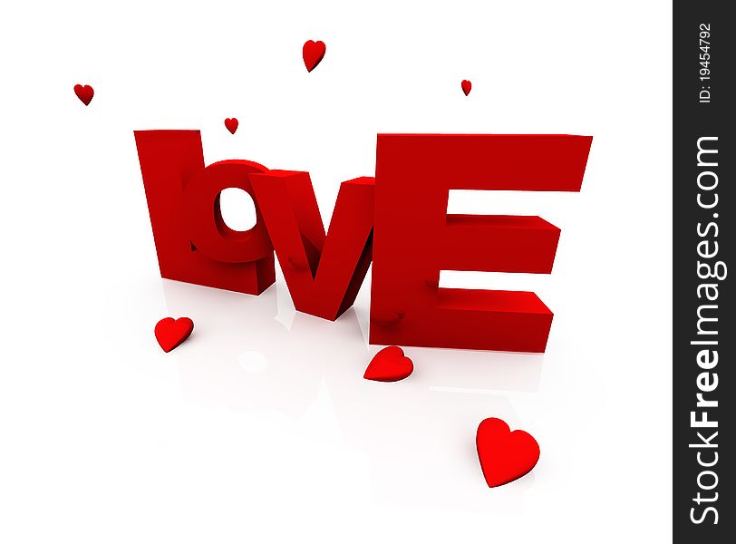 3d love isolated text composition. 3d love isolated text composition.