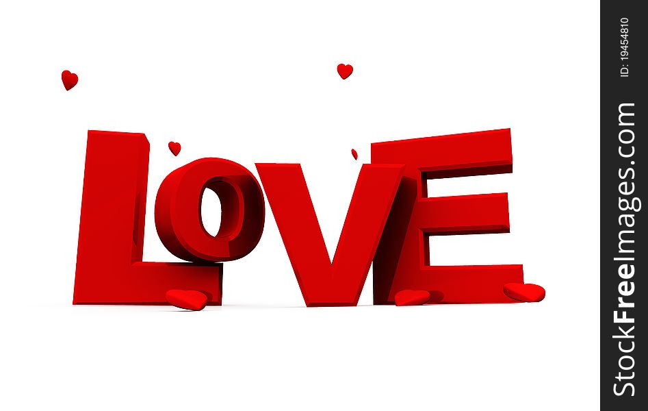 3d love isolated text composition. 3d love isolated text composition.