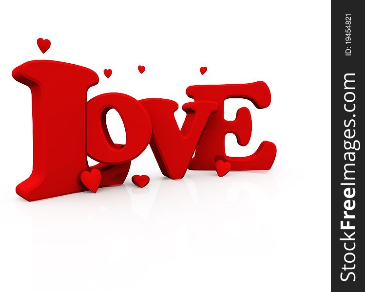 Red 3d love isolated text composition. Red 3d love isolated text composition.